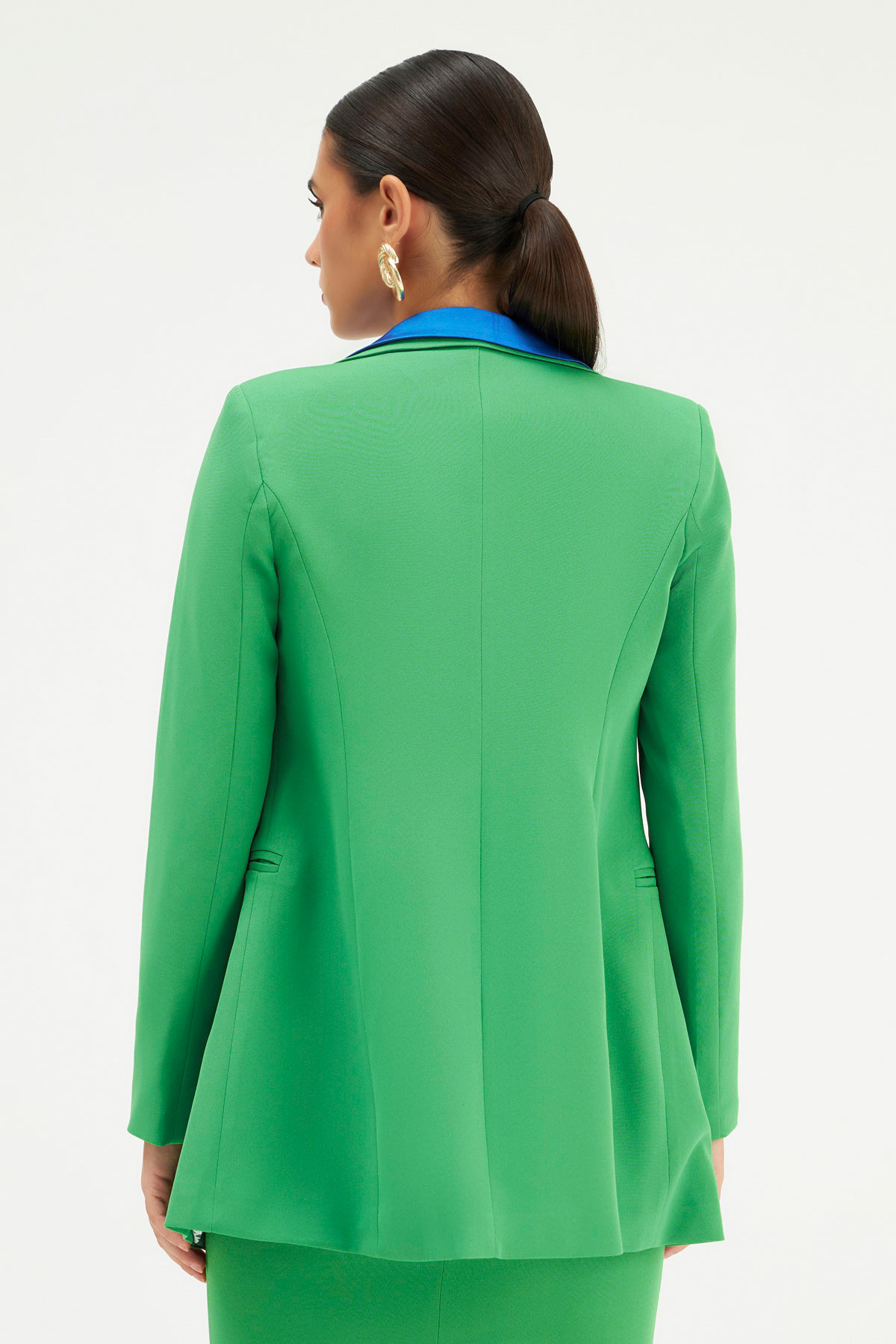 Mono yaka klasik ceket - YEŞİL