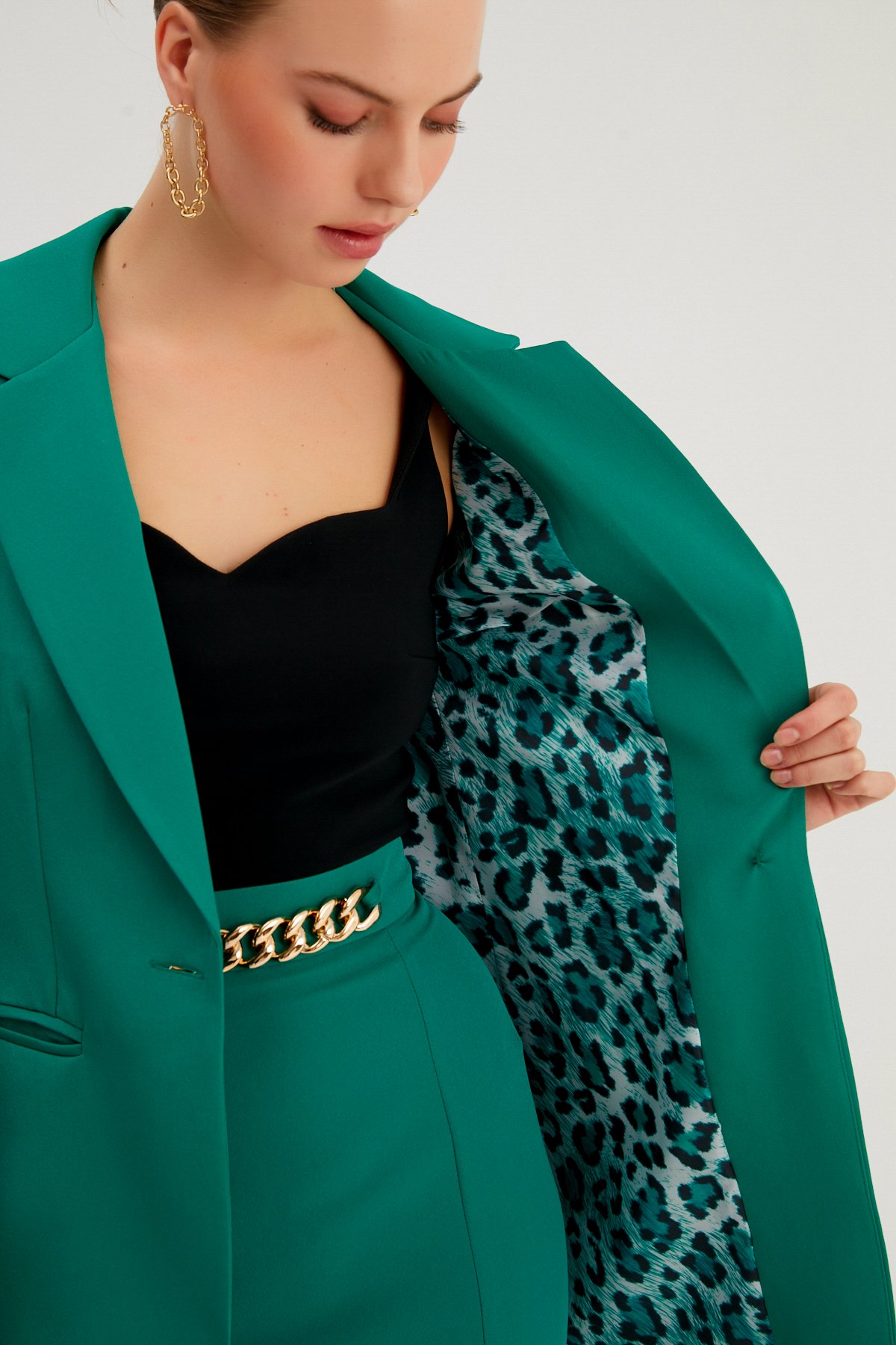 Mono Yaka Klasik Ceket - ZÜMRÜT