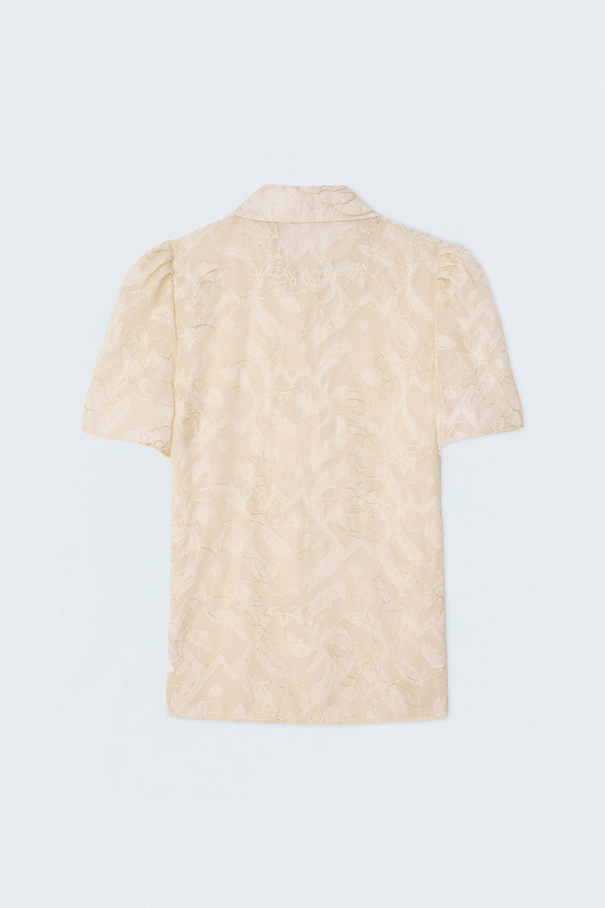 Embroidered Short-Sleeve Shirt - Beıge