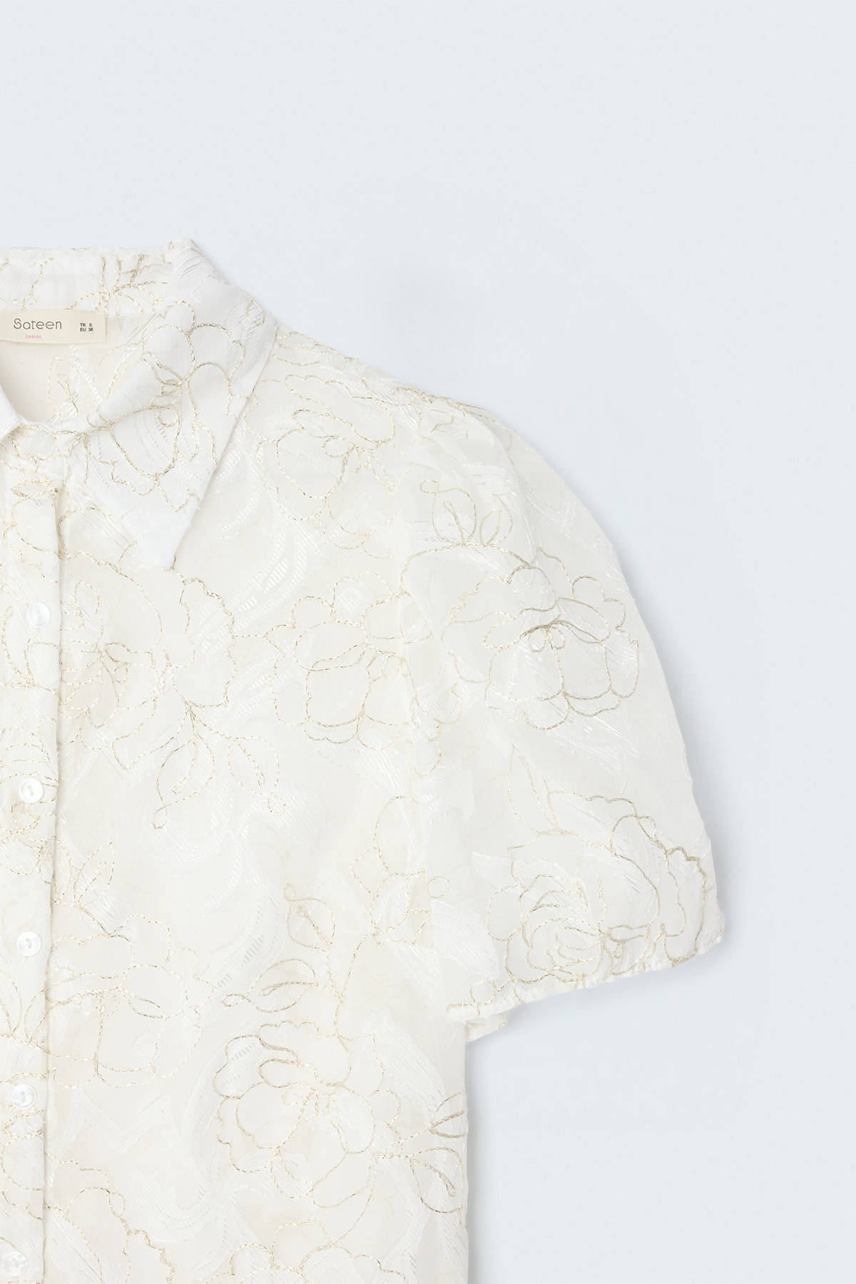 Embroidered Short-Sleeve Shirt - Ecru
