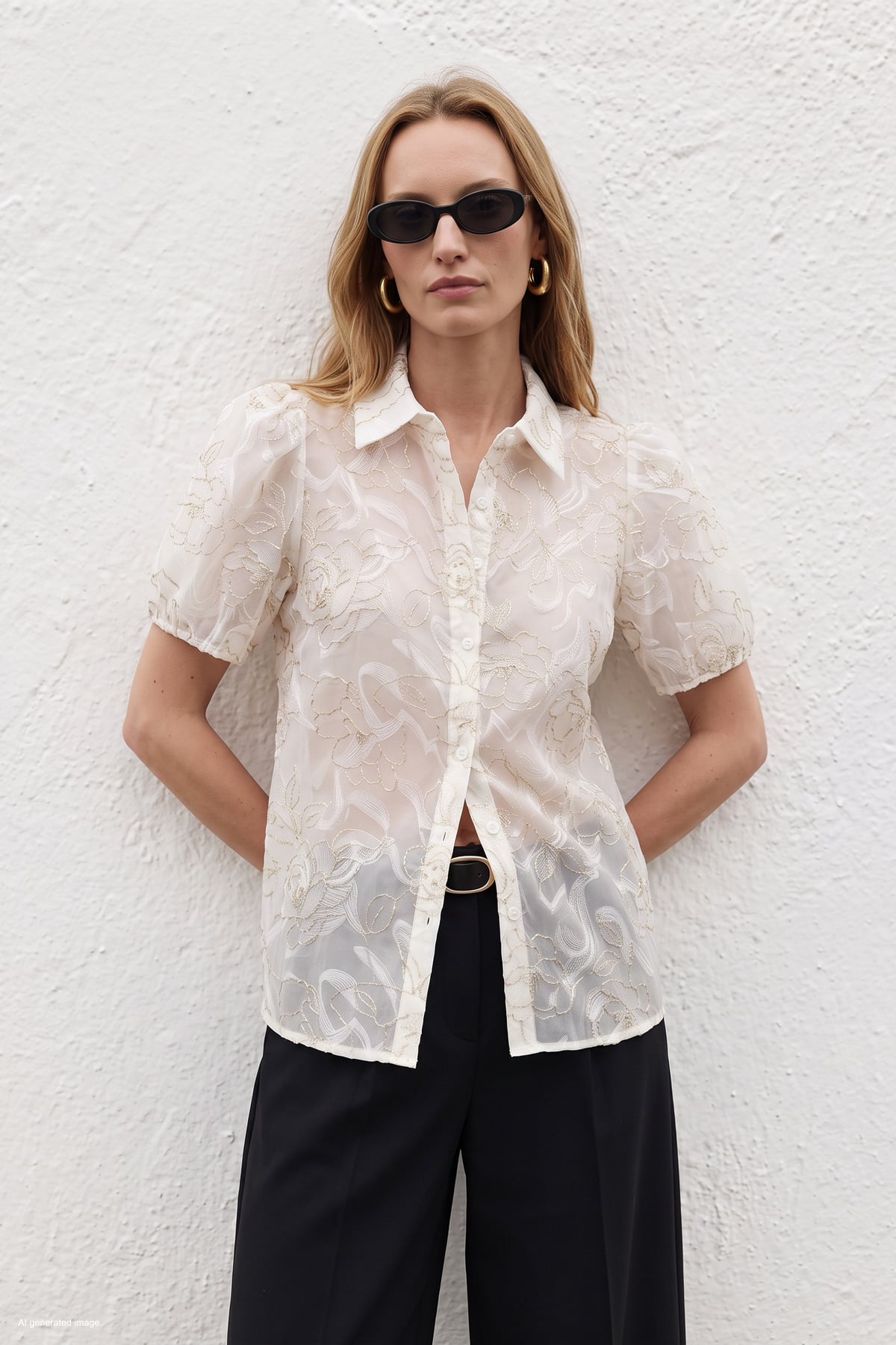 Embroidered Short-Sleeve Shirt - Ecru