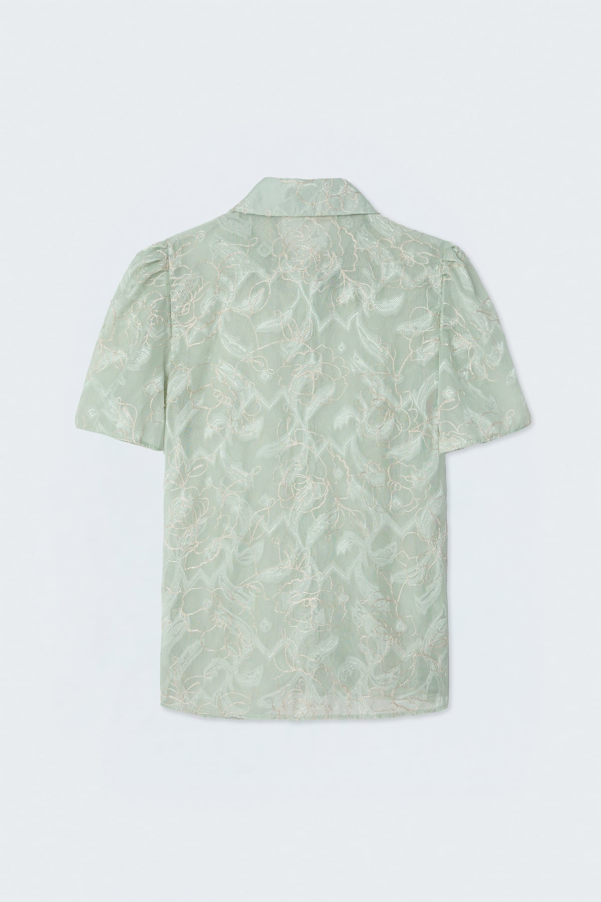 Embroidered Short-Sleeve Shirt - Mınt