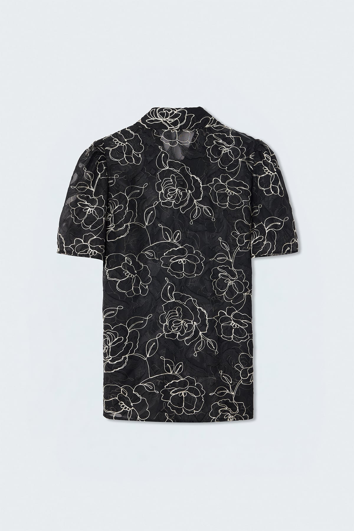 Embroidered Short-Sleeve Shirt - Black