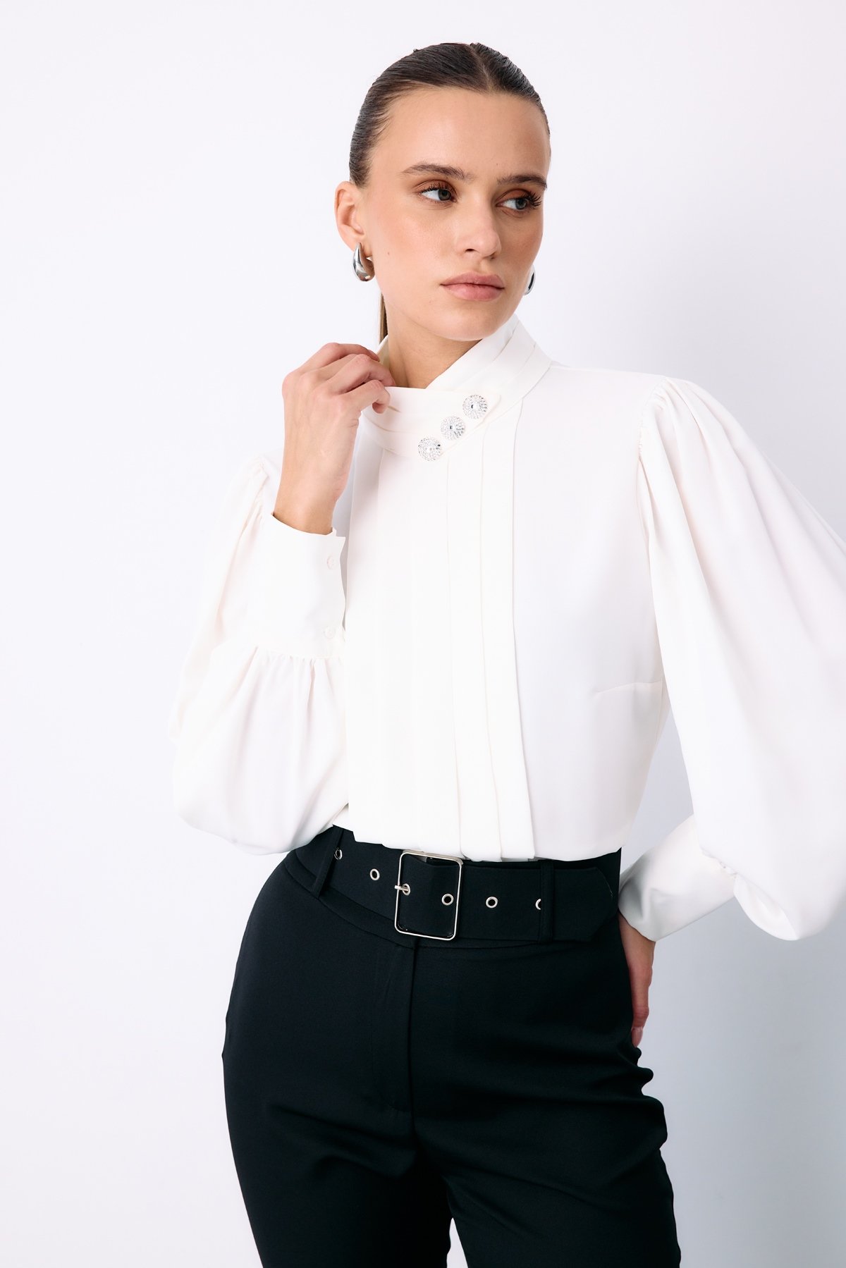 Nervür Detaylı Bluz - EKRU