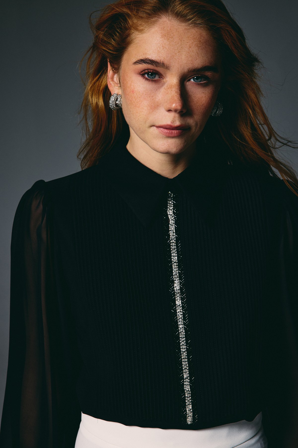 Nervür Detaylı Bluz - Siyah