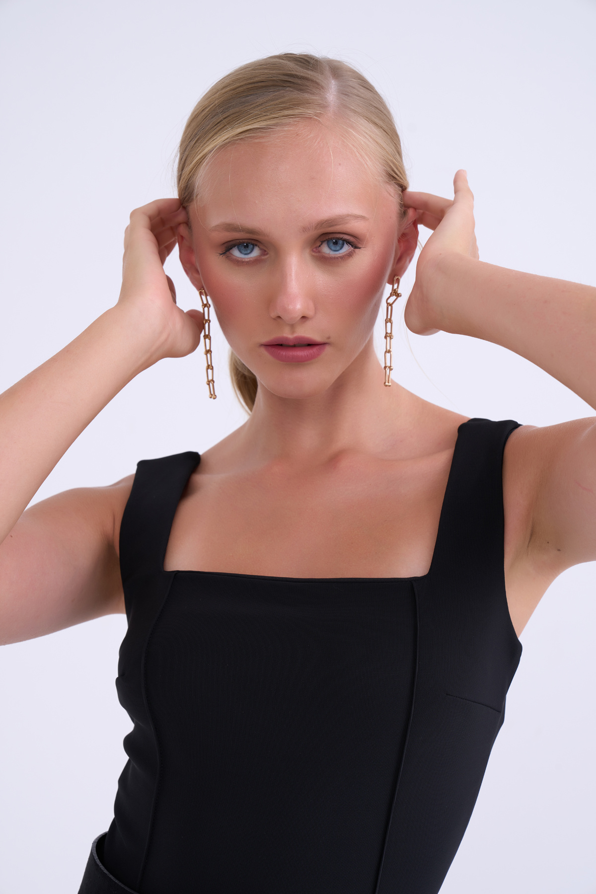 Nervür detaylı crop bluz - SİYAH