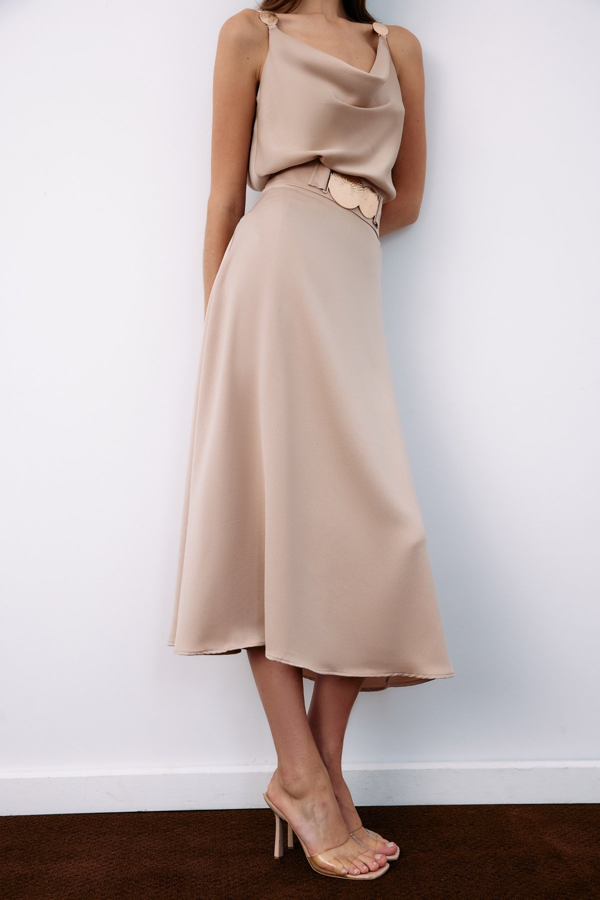 Omuz Aksesuarlı Salaş Bluz - BEJ