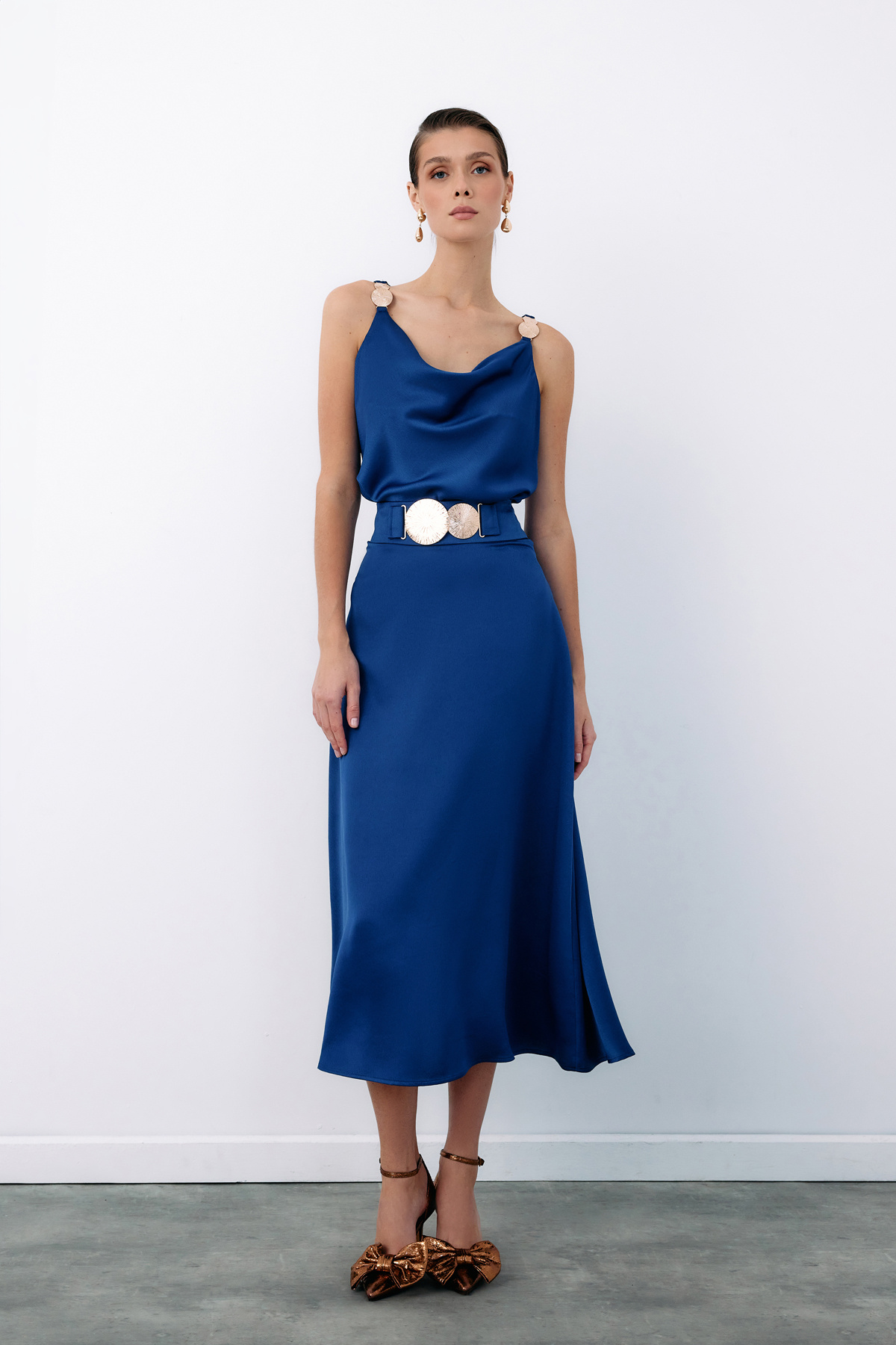 Omuz Aksesuarlı Salaş Bluz - LACİVERT