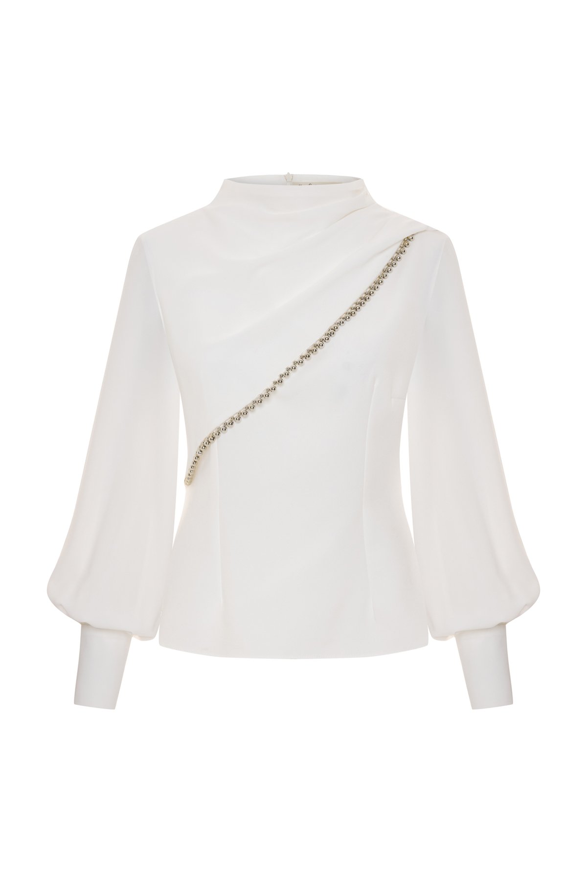 Ön Aksesuarlı  Bluz - Ekru