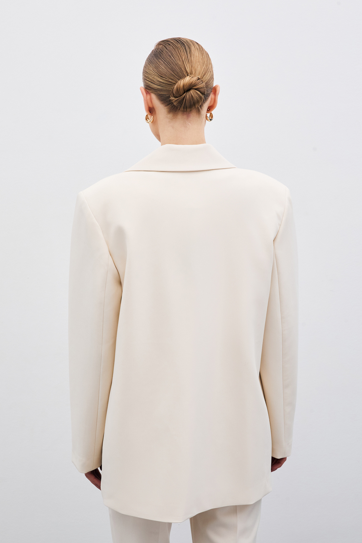 Ön Tek Düğmeli Uzun Ceket - Bej