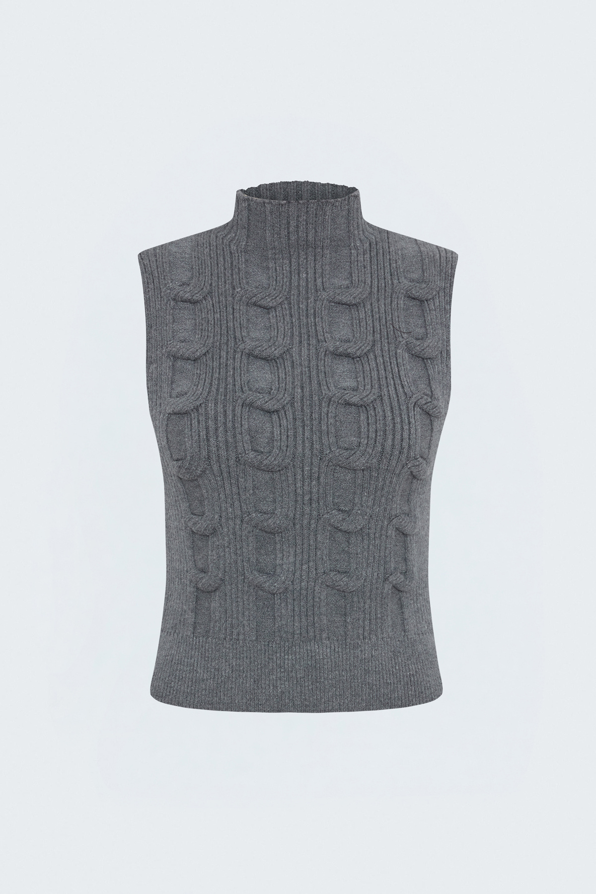 Braided Sleeveless Knit Top - Gray