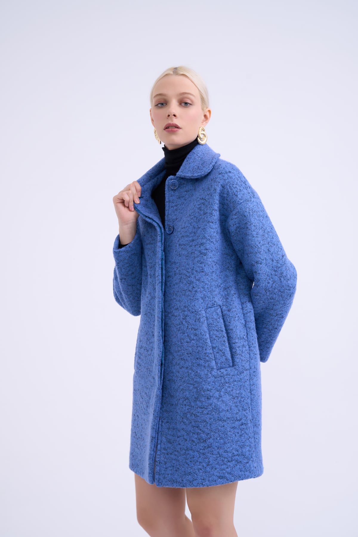 Oversized pocketed coat - BLUES