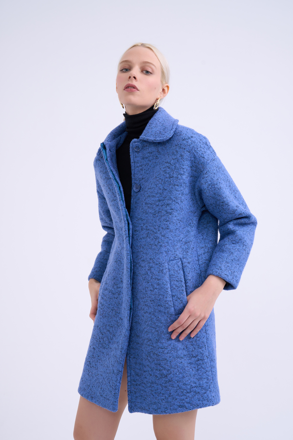 Oversized pocketed coat - BLUES