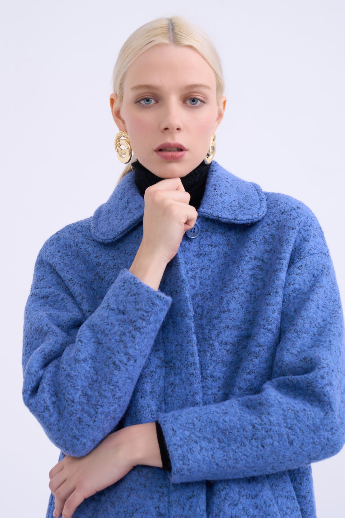Oversized pocketed coat - BLUES