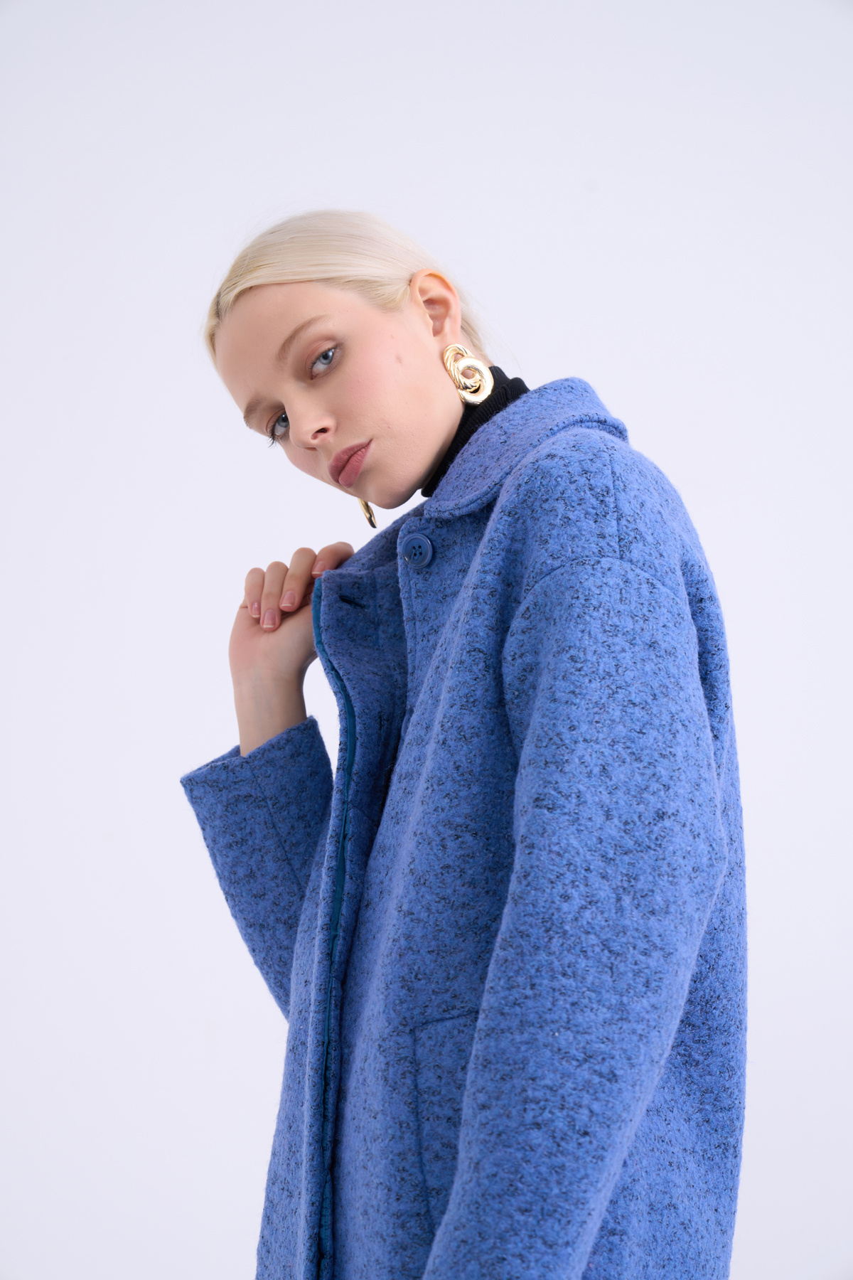 Oversized pocketed coat - BLUES