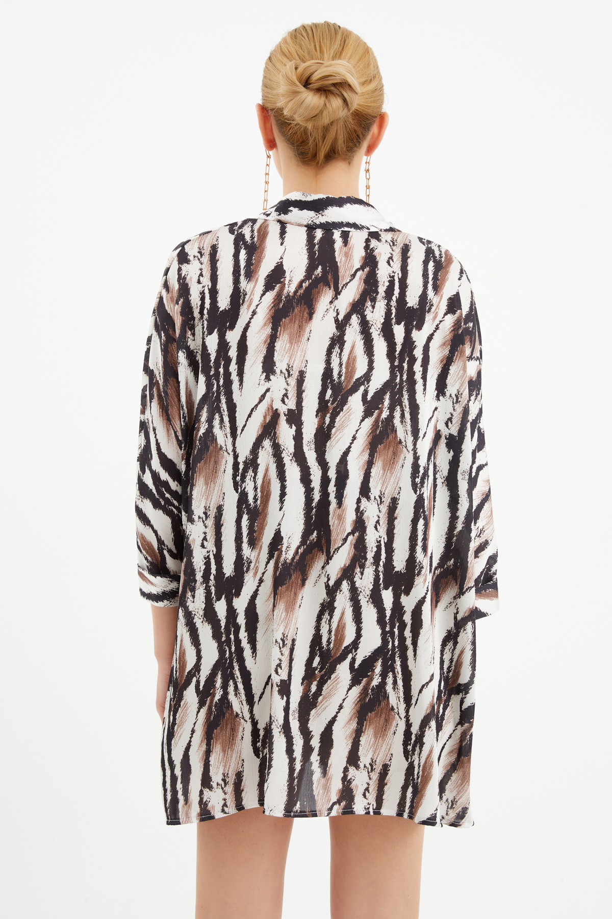Oversize patterned shirt - BROWN
