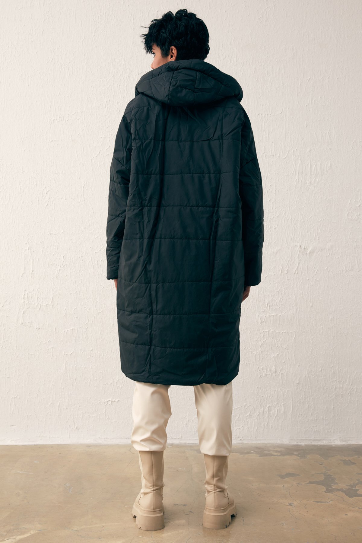 Oversize Hooded Inflatable Coat - BLACK