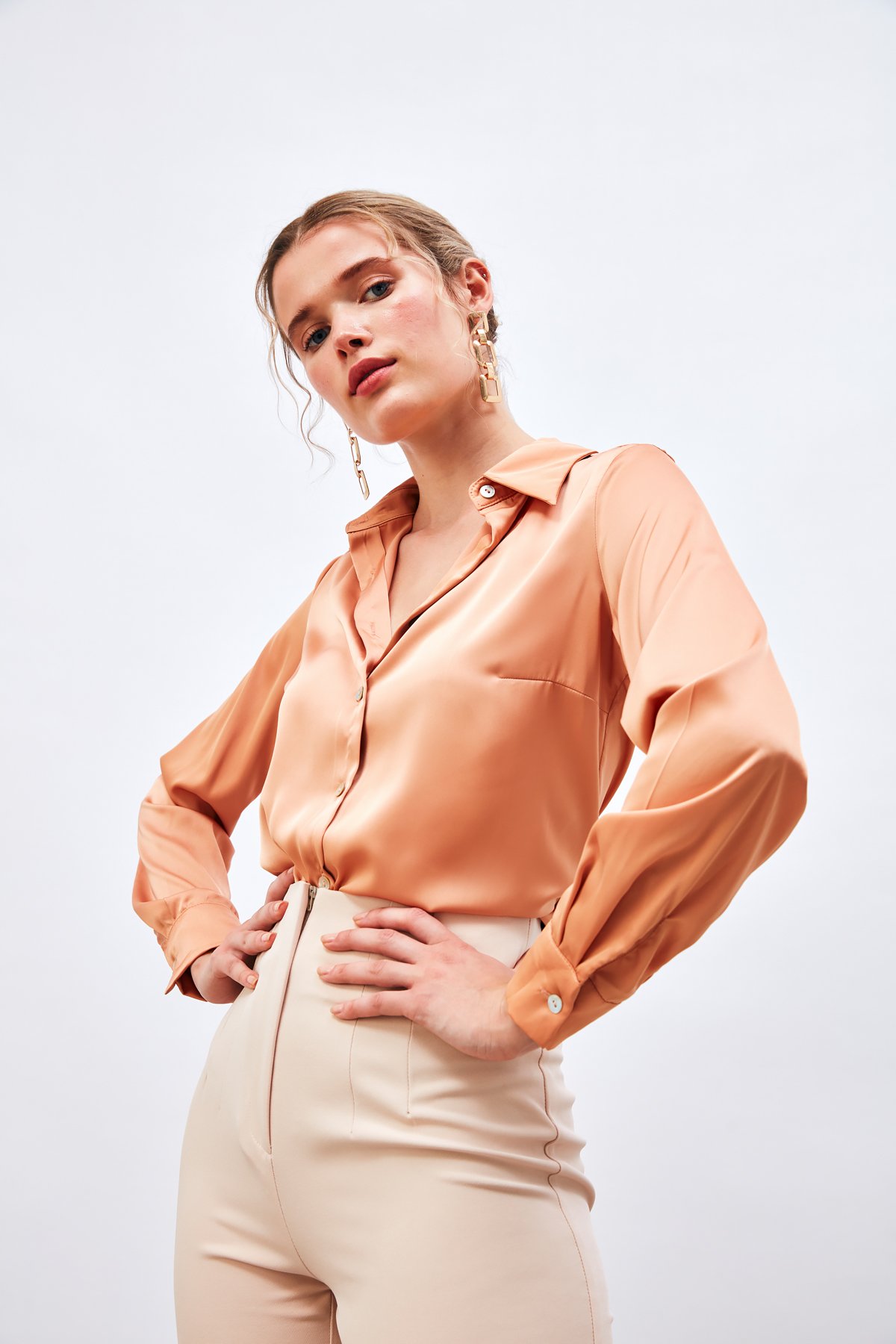 Oversize Saten Gömlek - SOMON