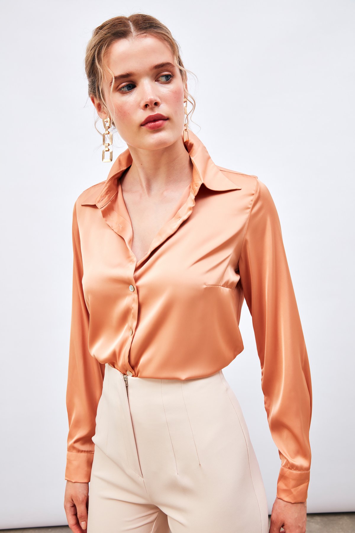 Oversize Saten Gömlek - SOMON