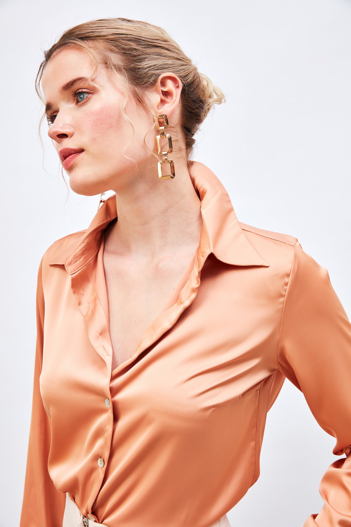 Oversize Saten Gömlek - SOMON