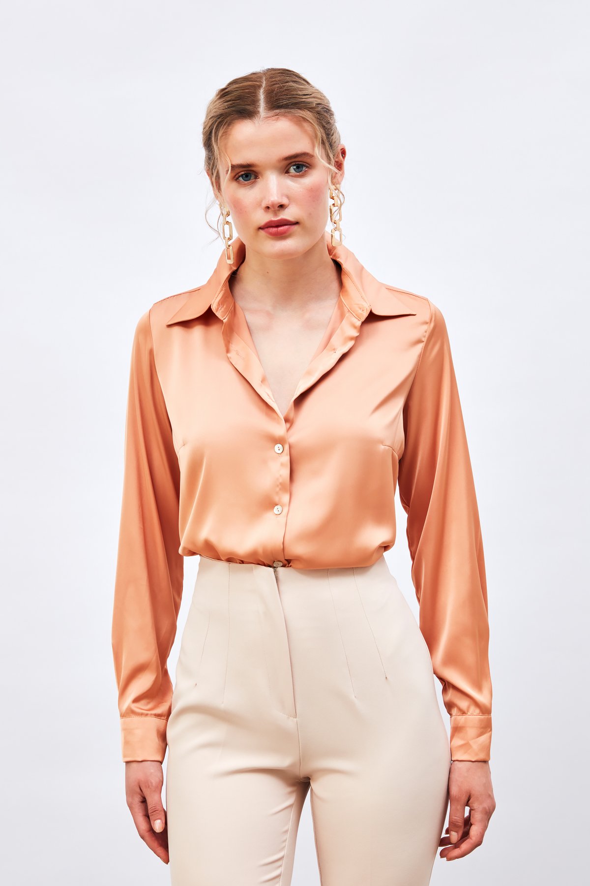 Oversize Saten Gömlek - SOMON