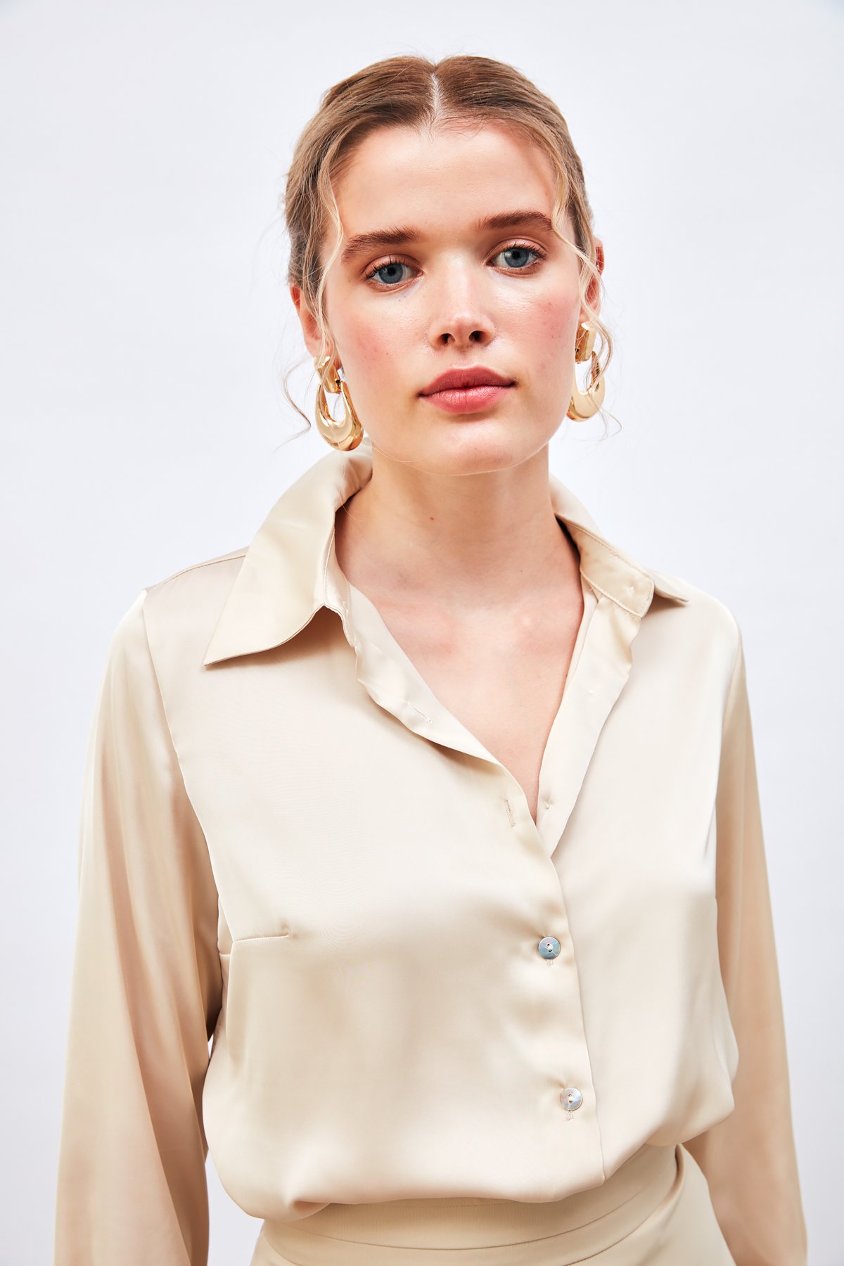 Oversize Saten Gömlek - TAŞ