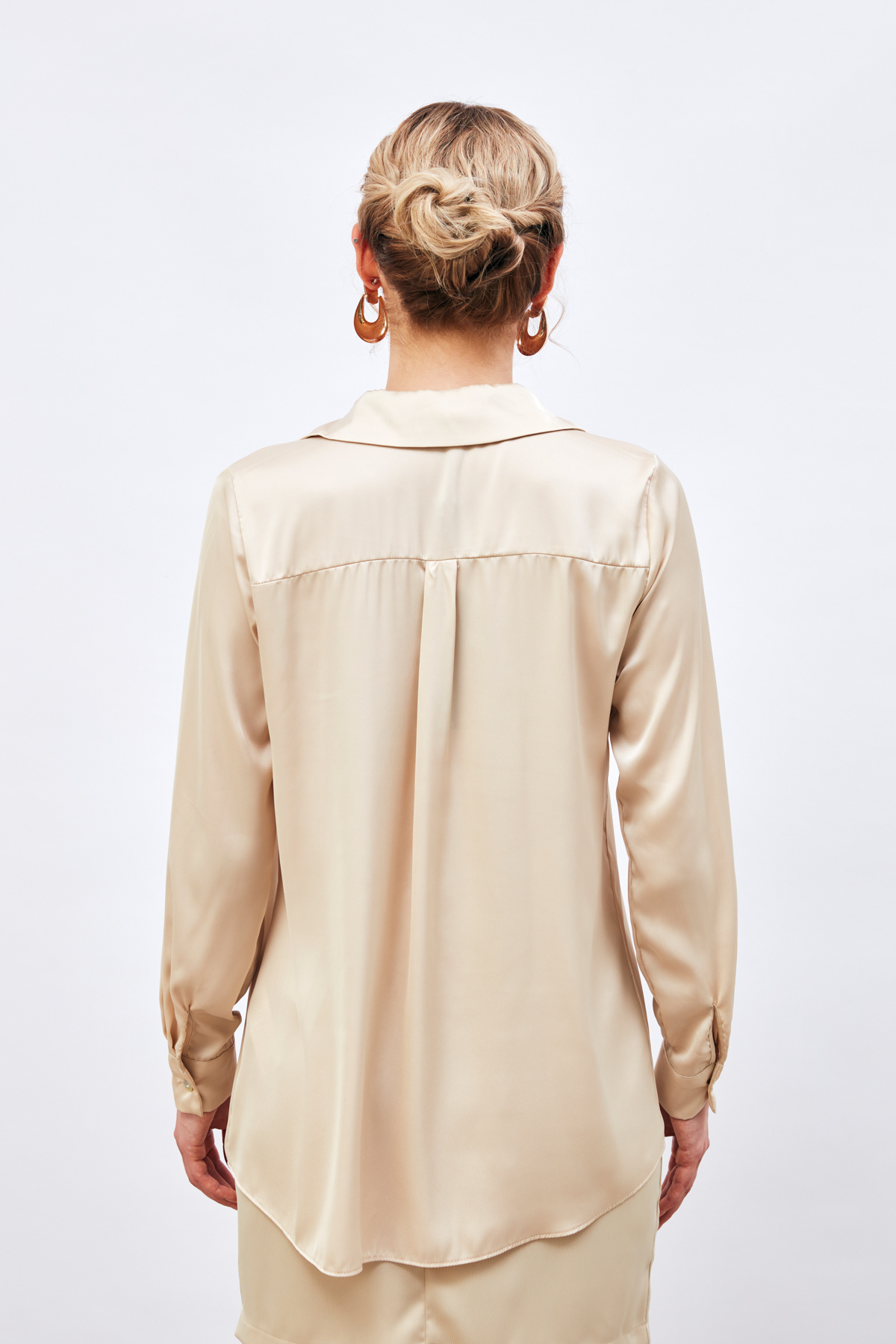 Oversize Saten Gömlek - TAŞ