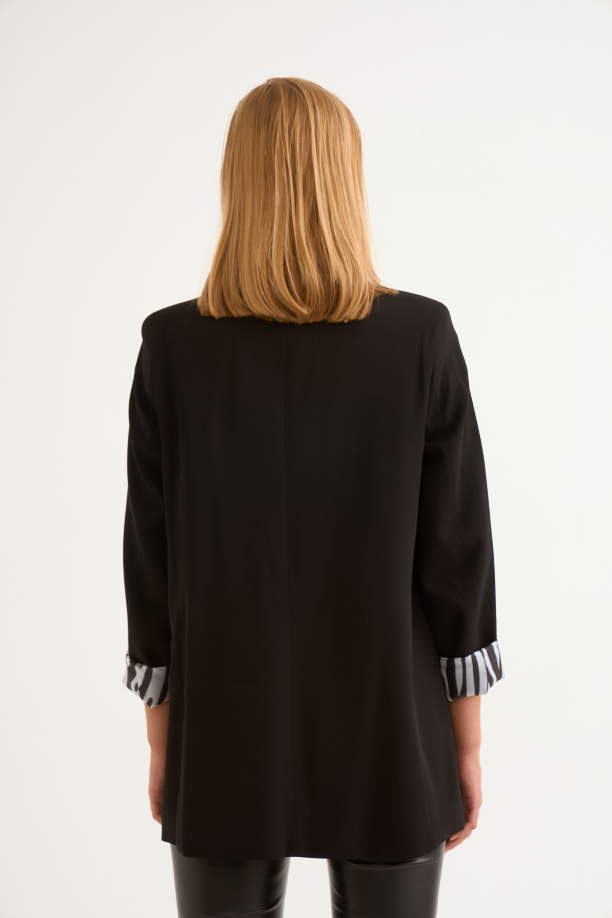 Oversized one-button jacket - BLACK