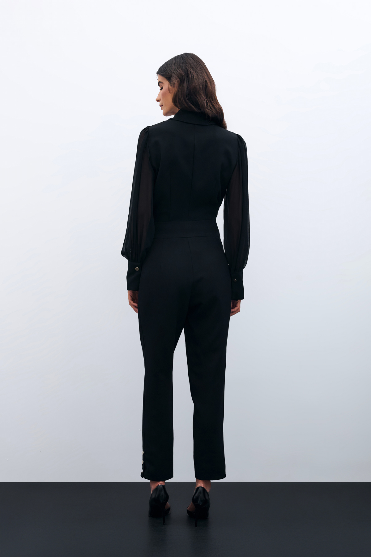 Paça Çıtçıt Detaylı Pantolon - Siyah