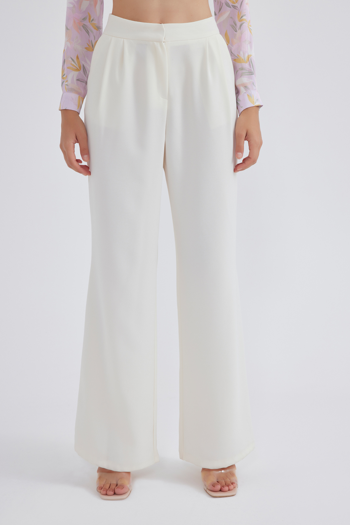 Palazzo krep pantolon - KREM