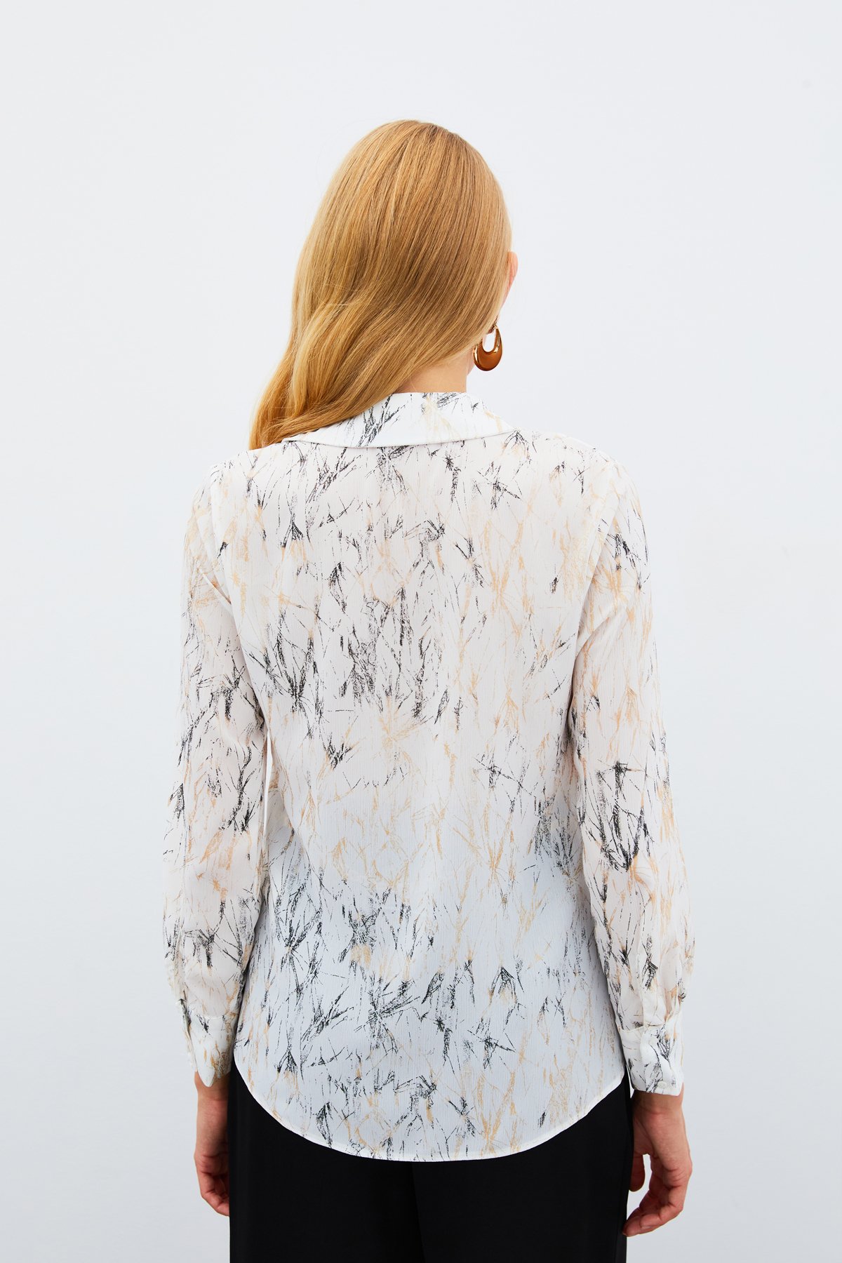 Parlak Desenli Gömlek - EKRU-GOLD