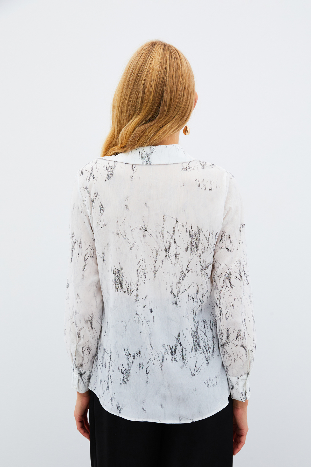 Parlak Desenli Gömlek - EKRU-GÜMÜŞ