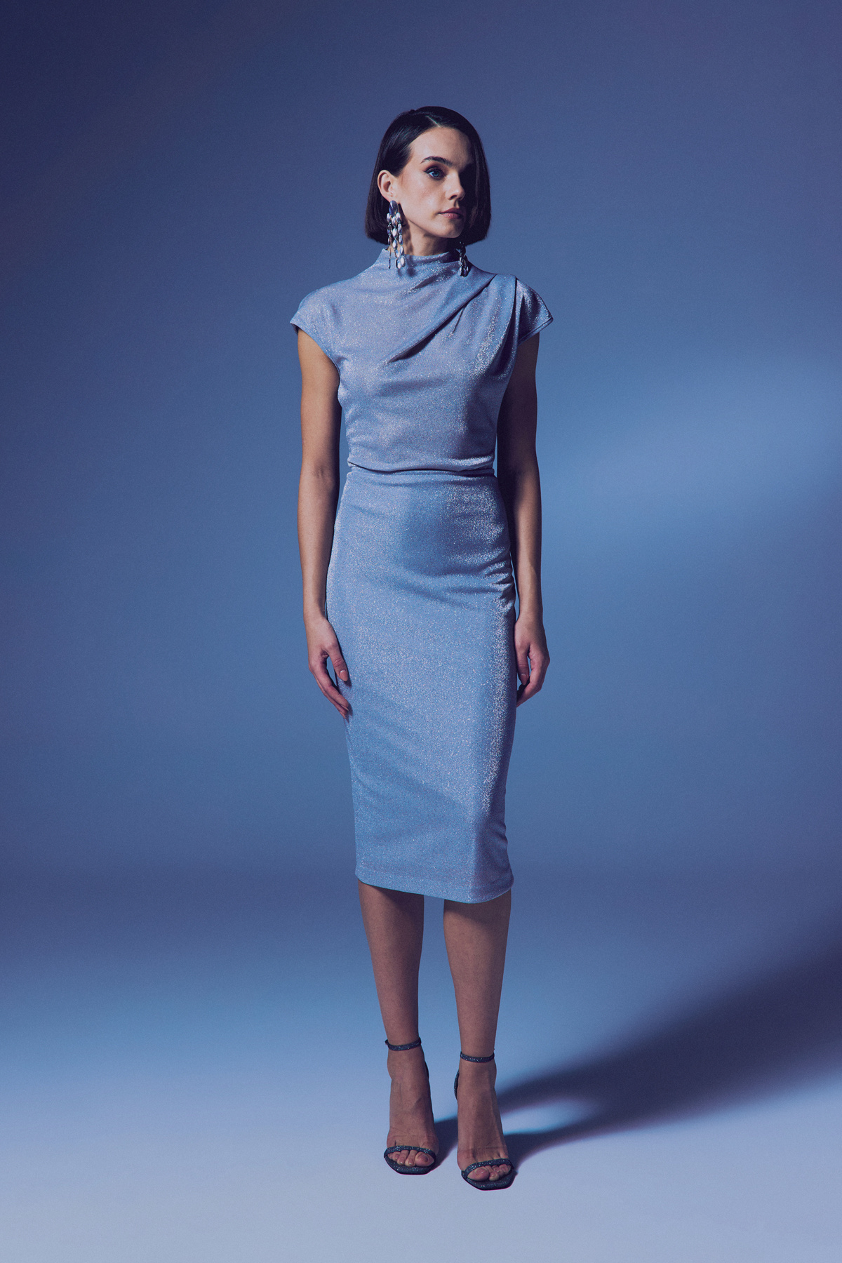 Shiny Pencil Skirt - Sılver