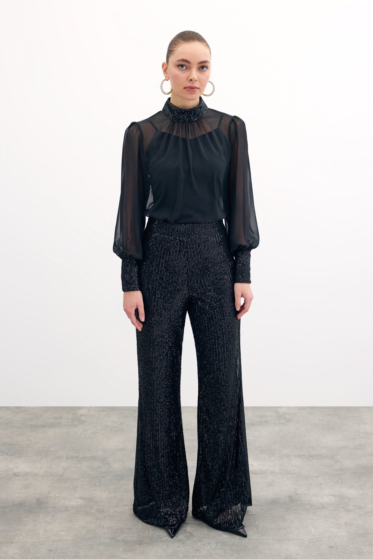 Sequin Detailed Blouse - Black