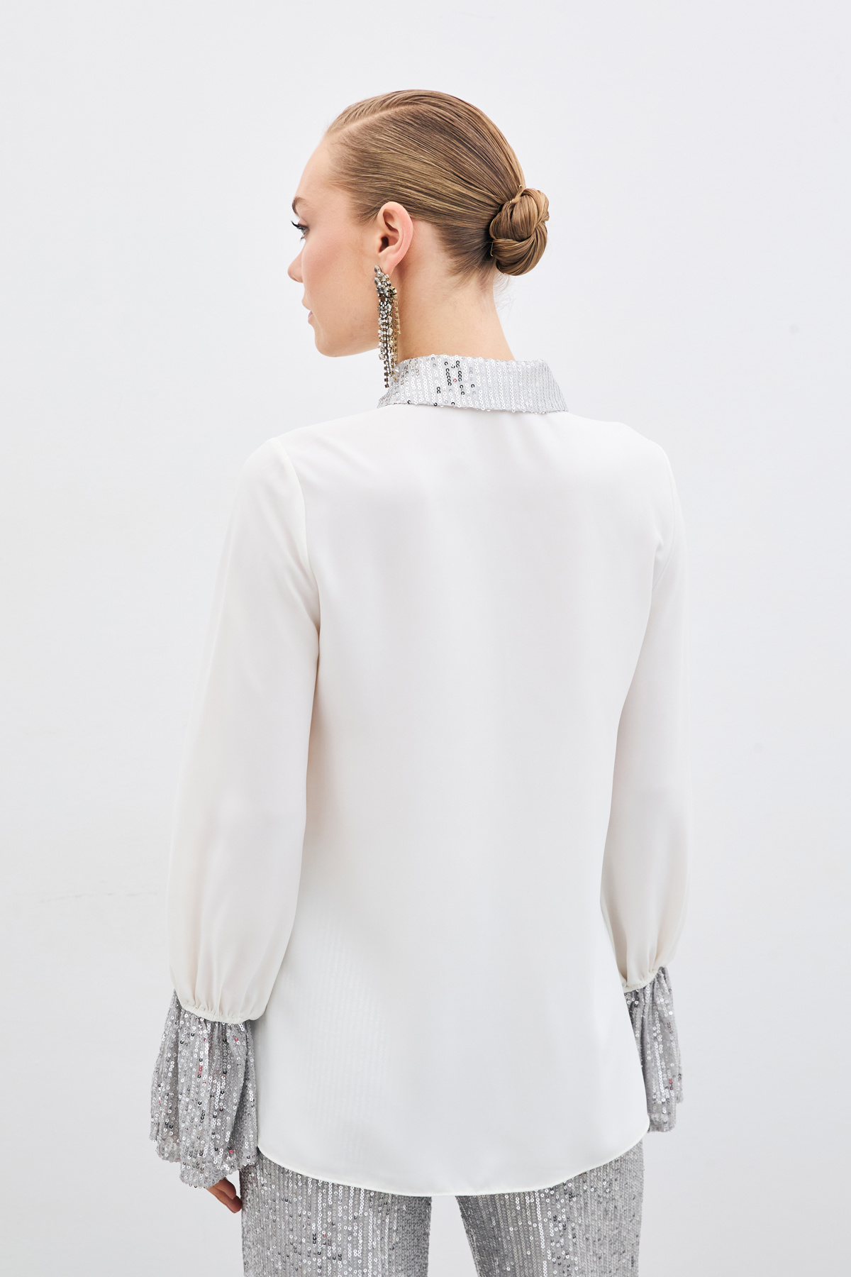 Payet Detaylı Gömlek - Ekru
