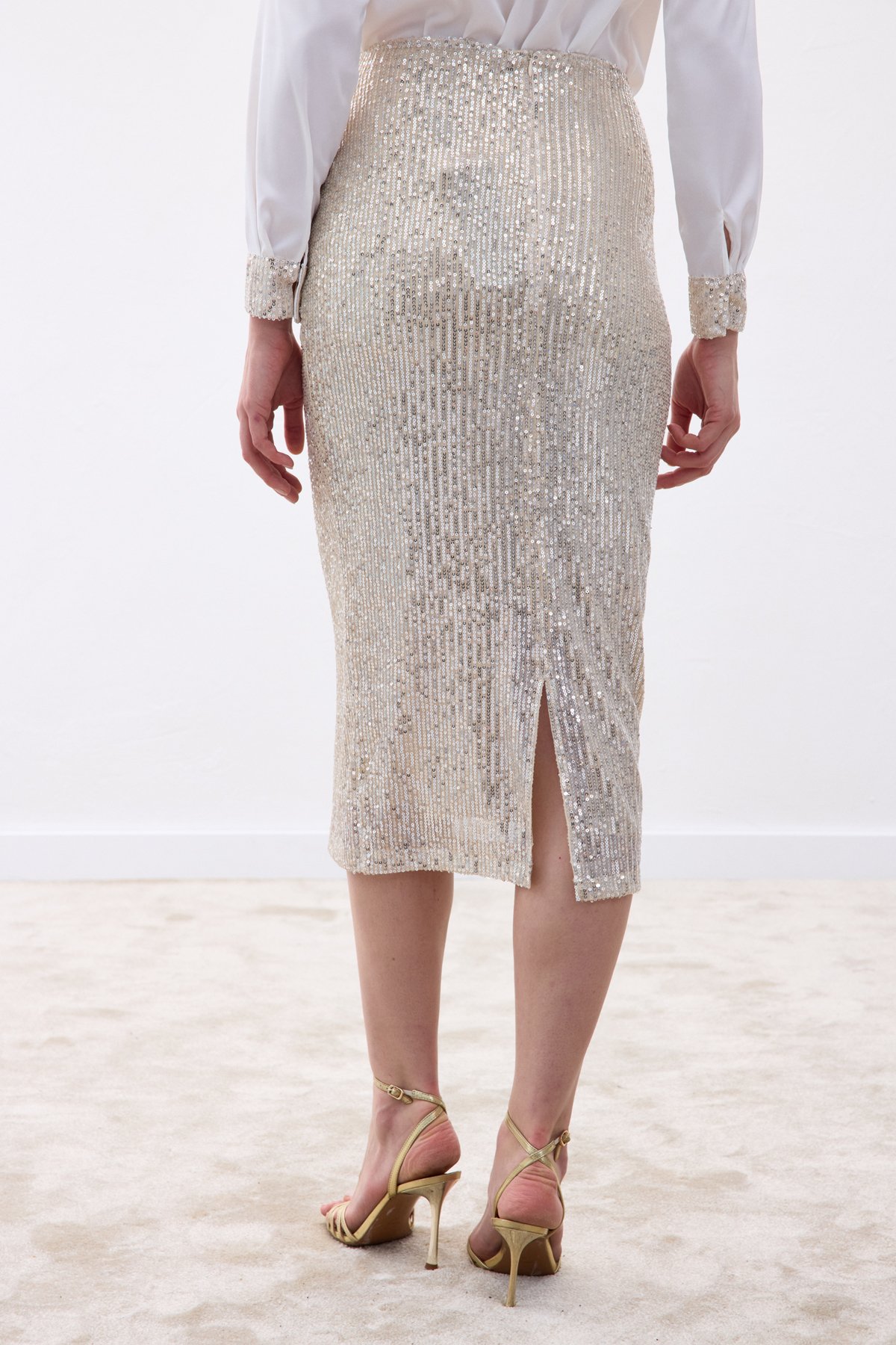 Payet Detaylı Kalem Etek - Bej