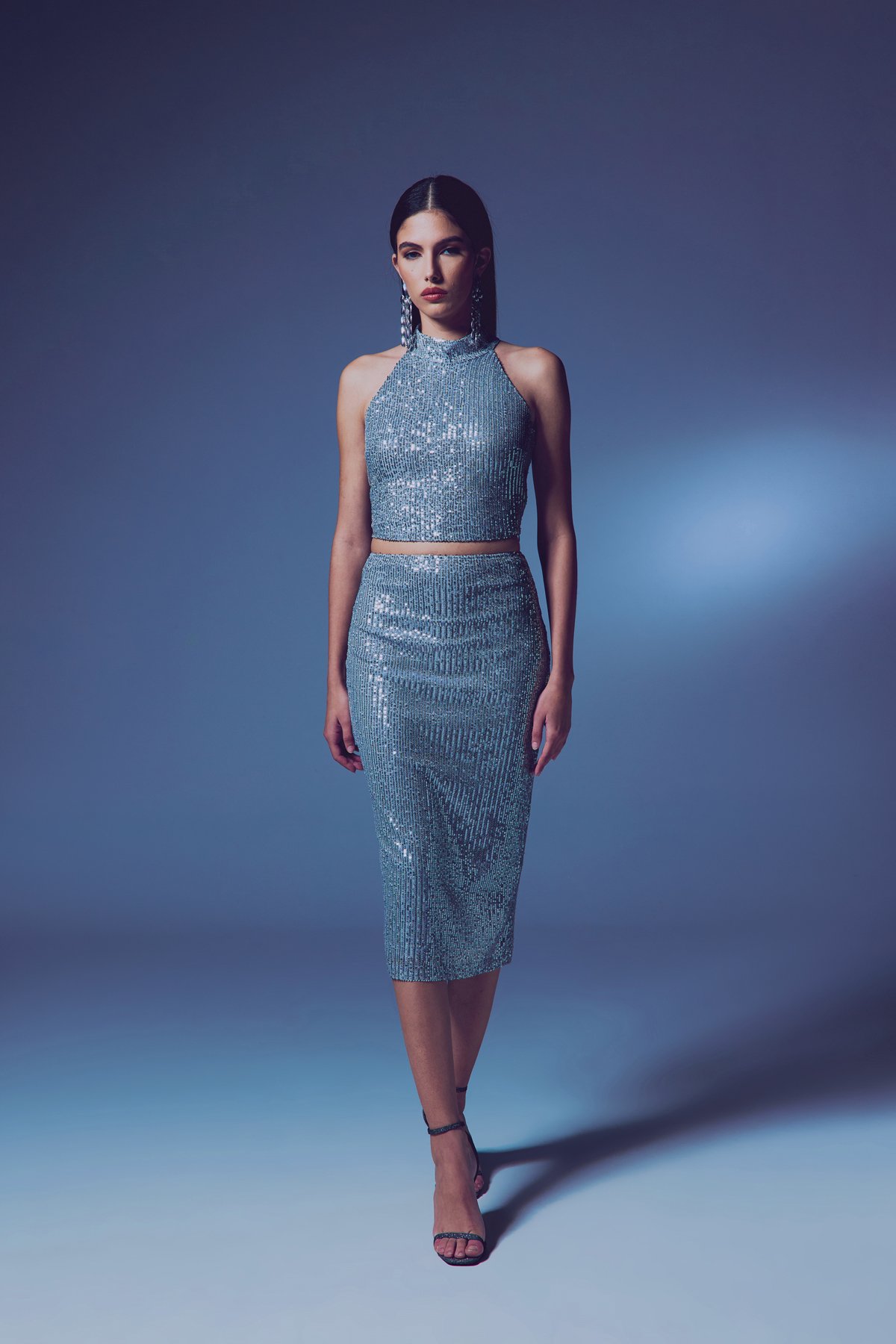 Payet Detaylı Kalem Etek - GÜMÜŞ