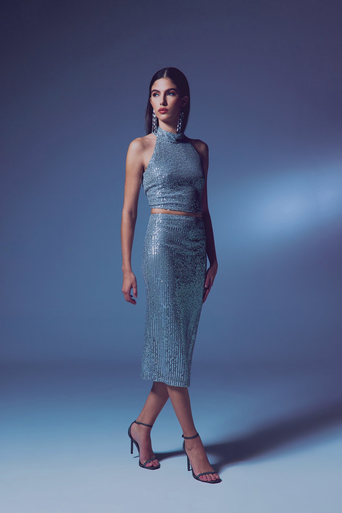 Payet Detaylı Kalem Etek - GÜMÜŞ