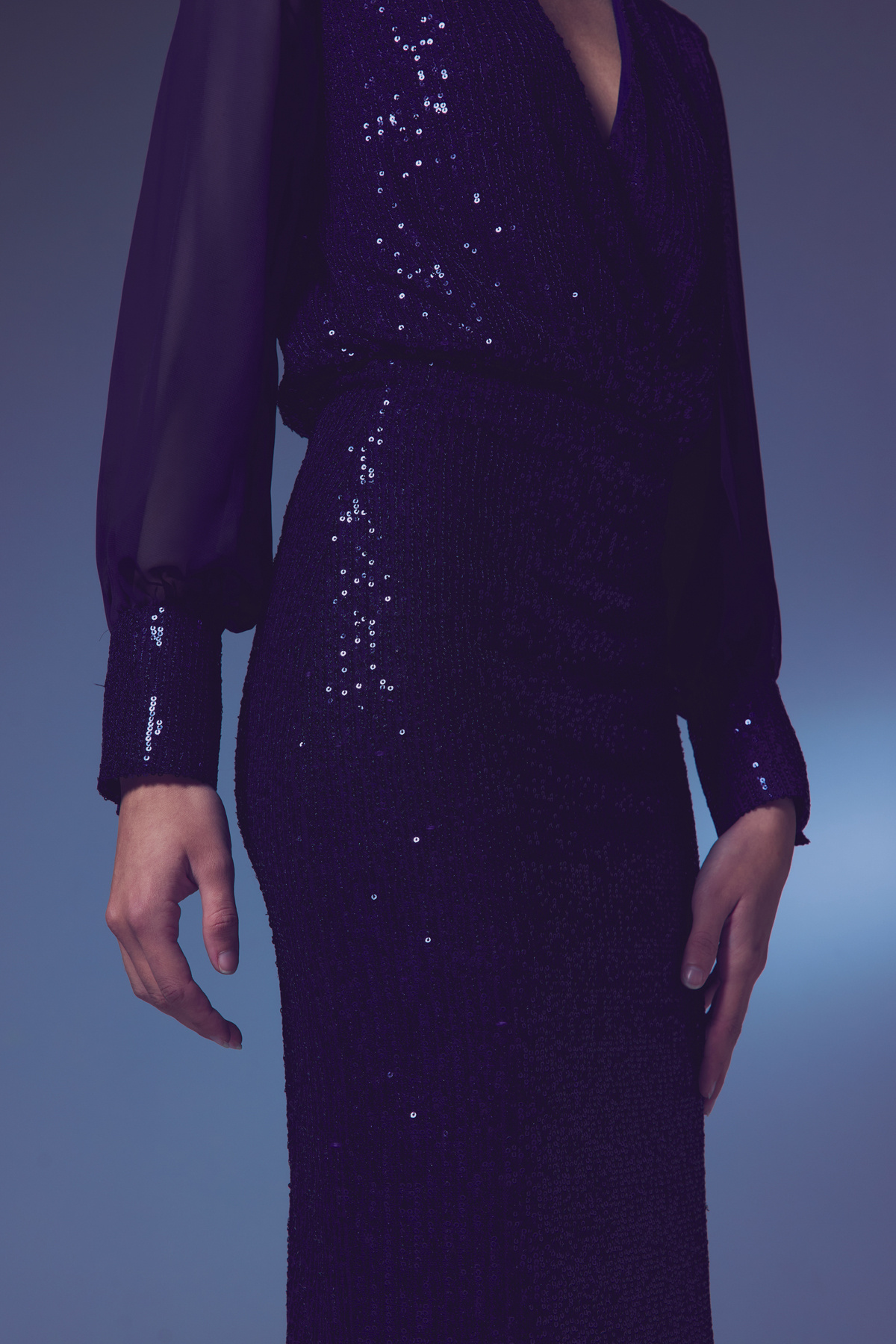 Payet Detaylı Kalem Etek - Lacivert