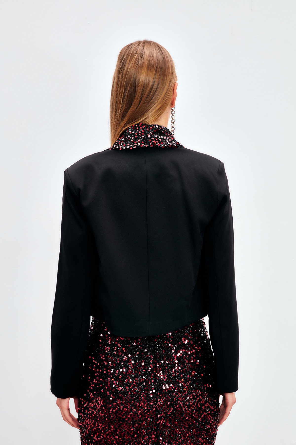 Payet Detaylı Kısa Ceket - BORDO