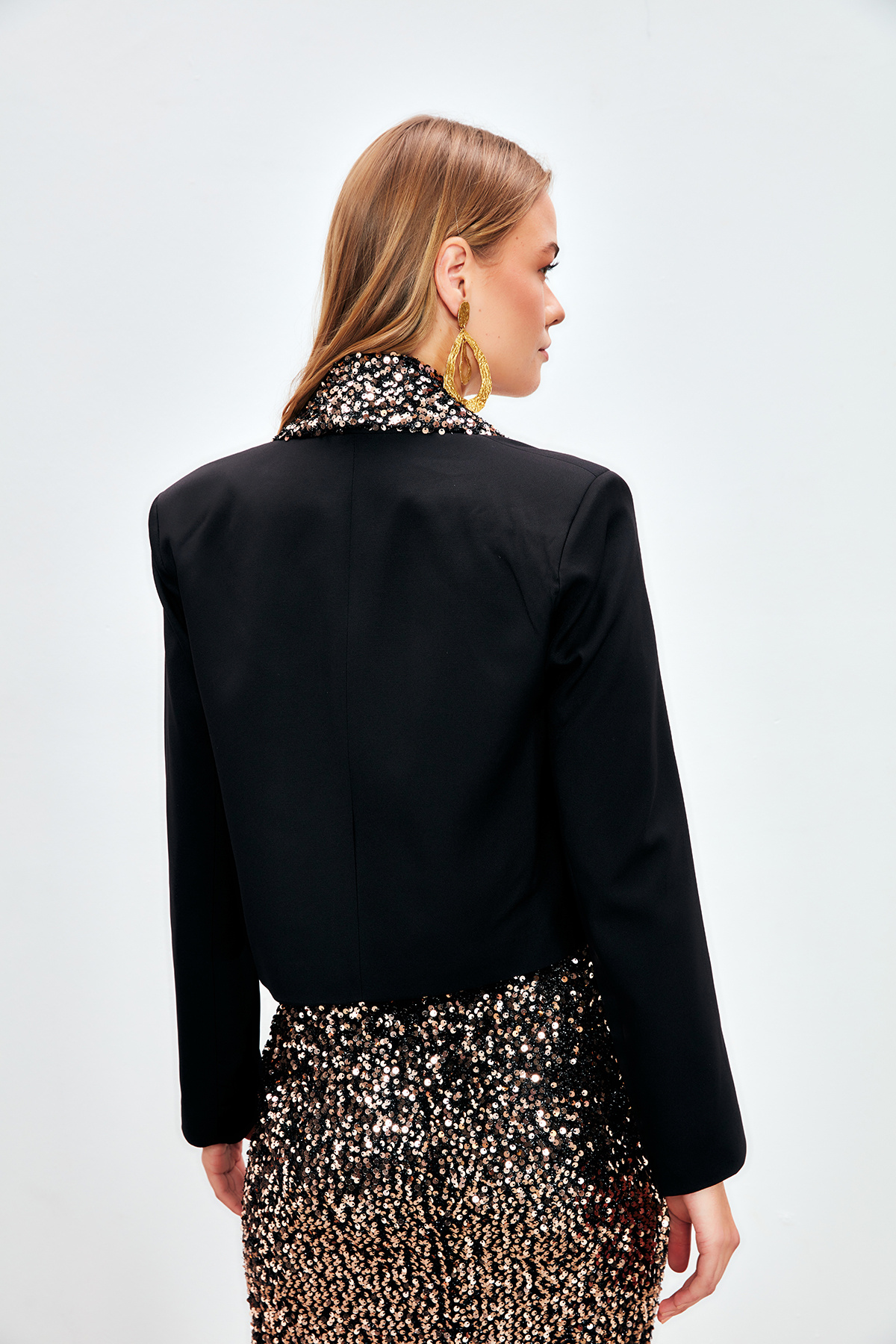 Payet Detaylı Kısa Ceket - GOLD