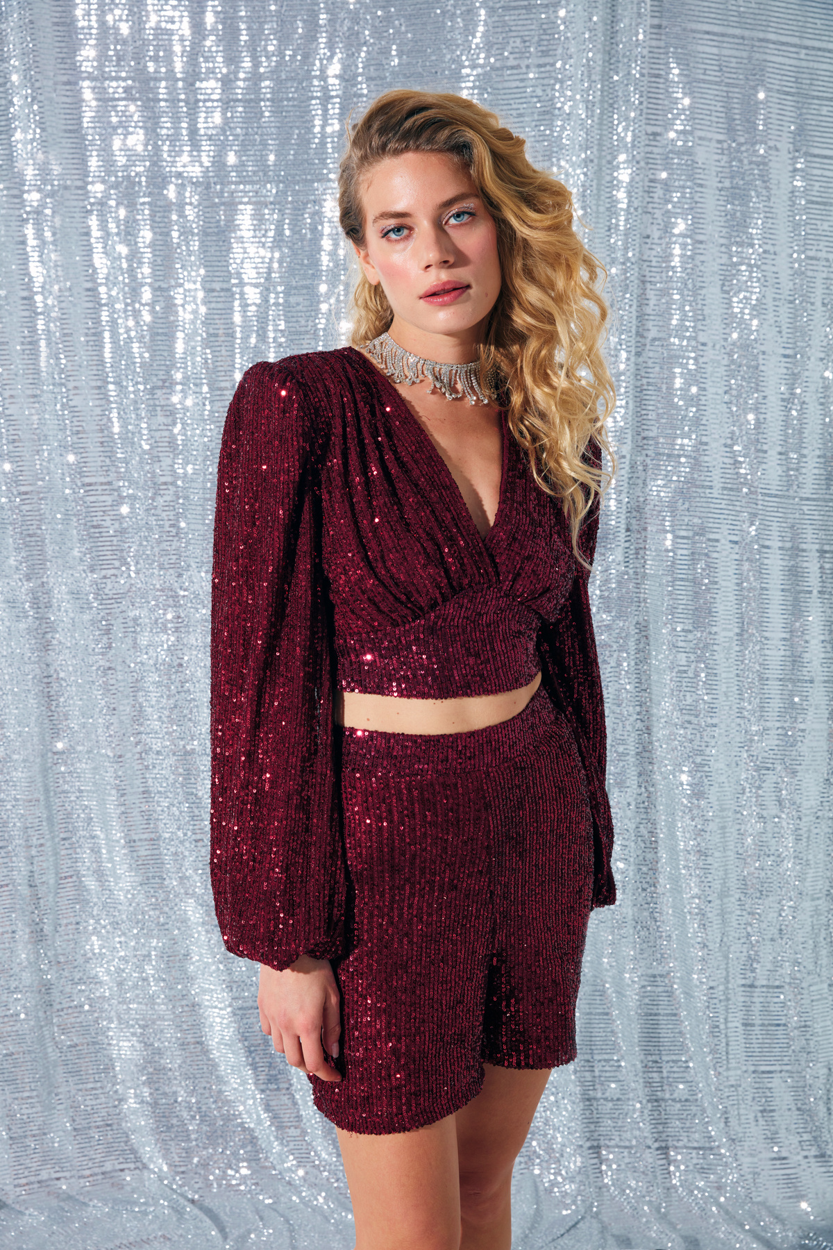 Payet Detaylı Şort - BORDO