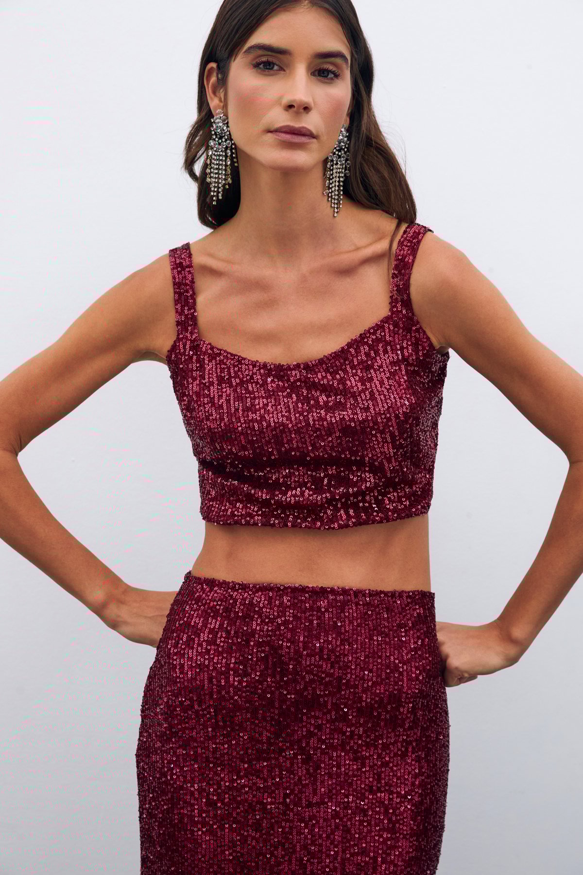 Payetli Crop Bluz - BORDO