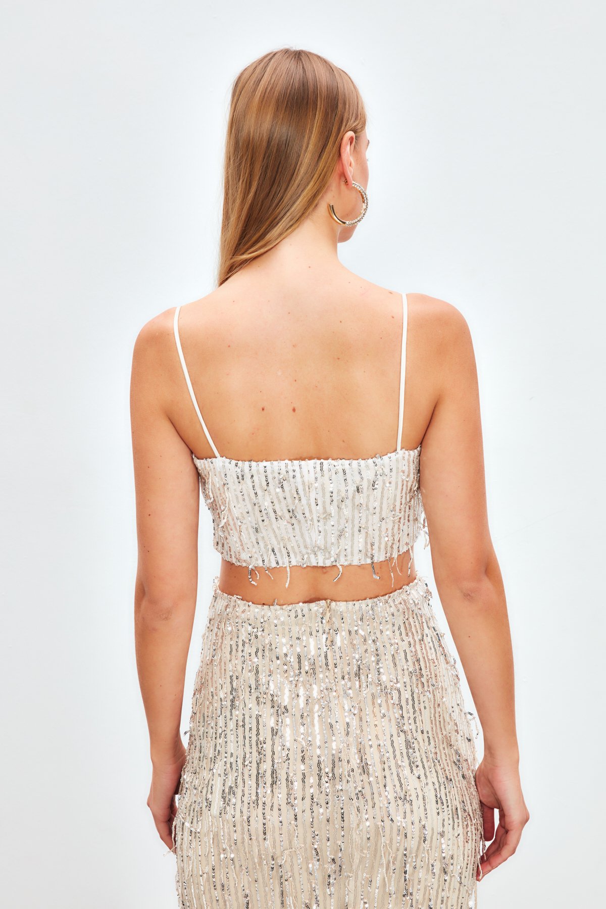 Payetli Crop Bluz - TAŞ