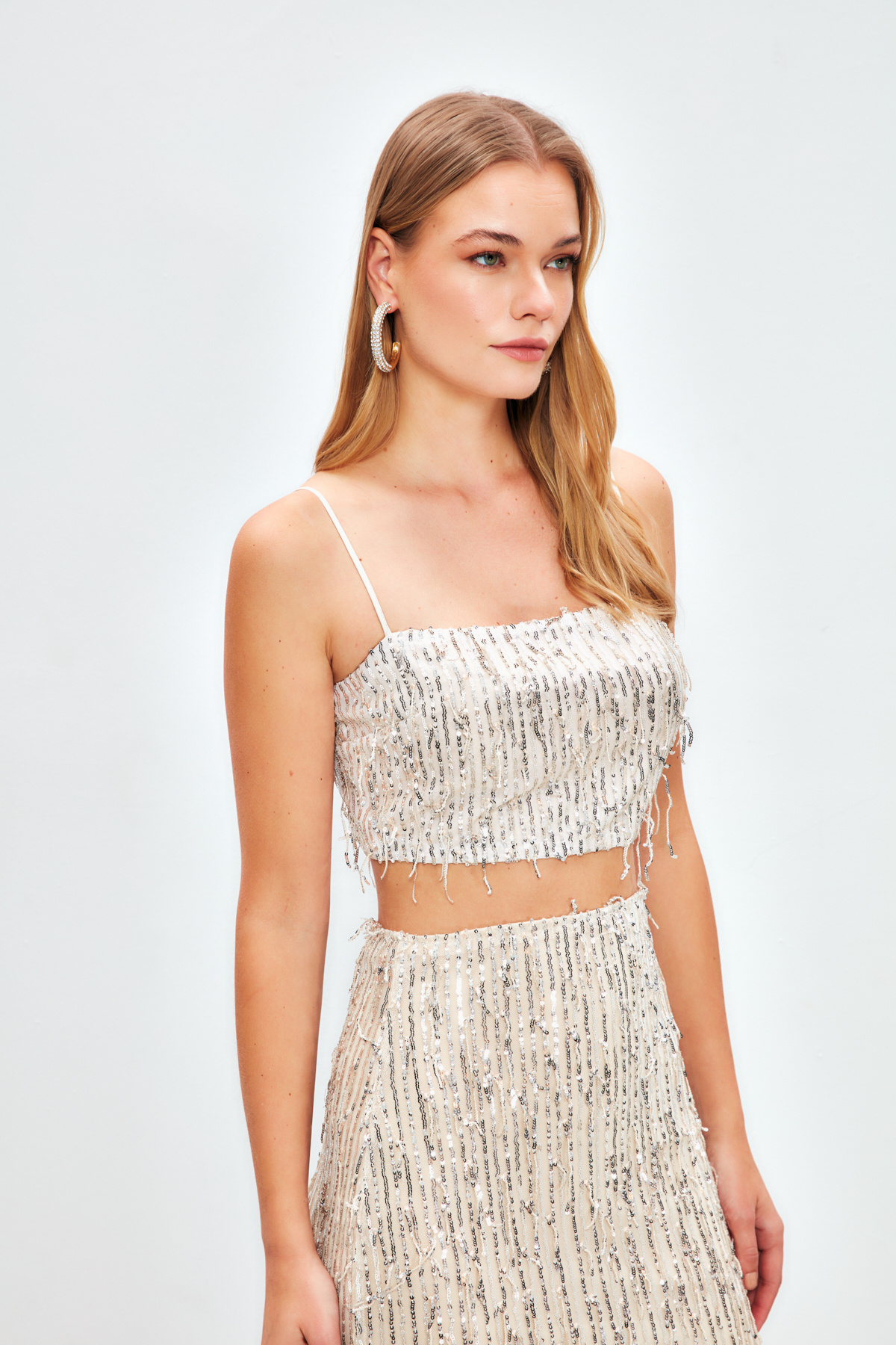 Payetli Crop Bluz - TAŞ