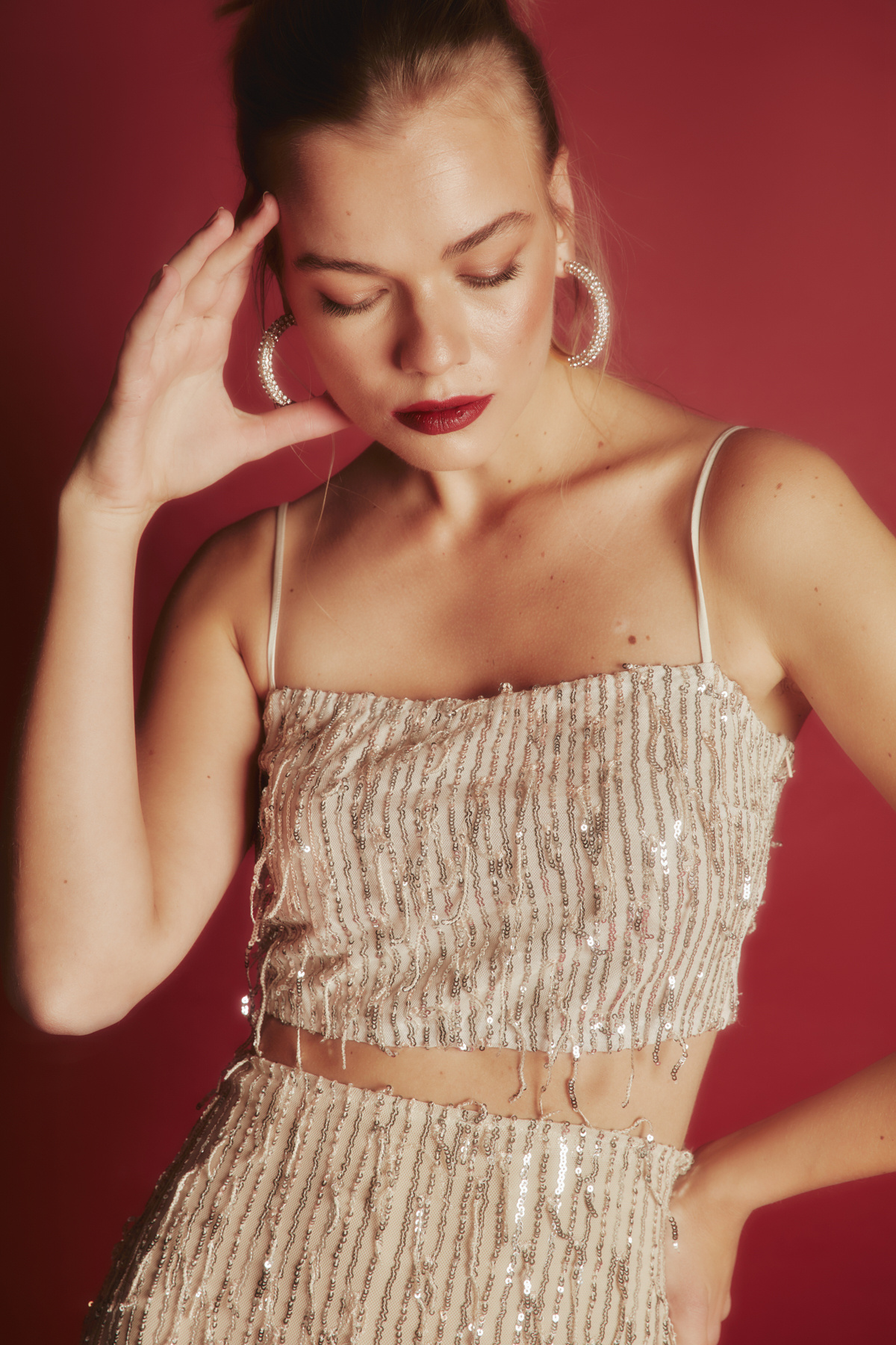 Payetli Crop Bluz - TAŞ