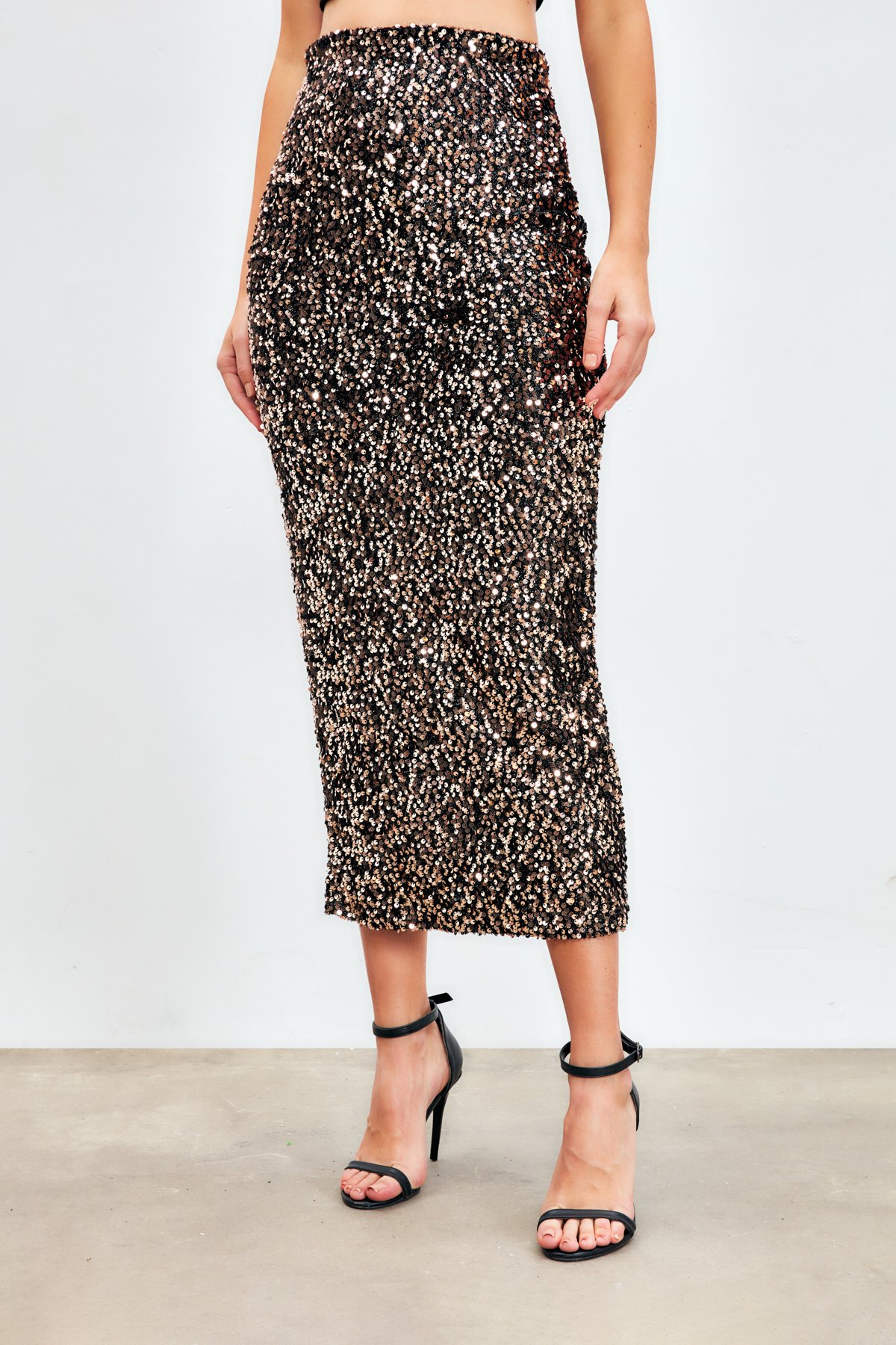 Payetli Kalem Etek - GOLD