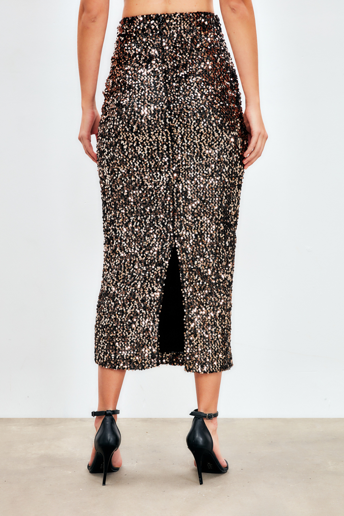 Payetli Kalem Etek - GOLD