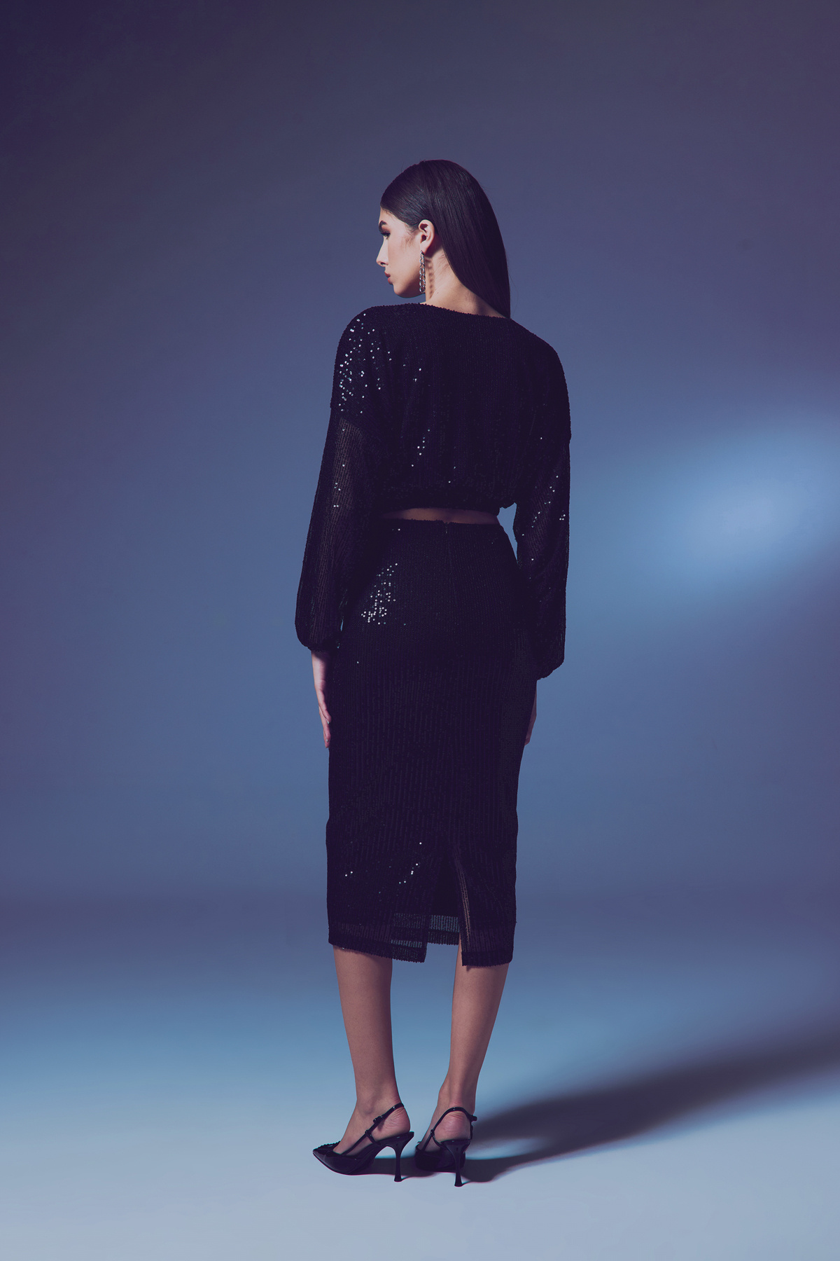 Sequined Double Breasted Blouse - Black