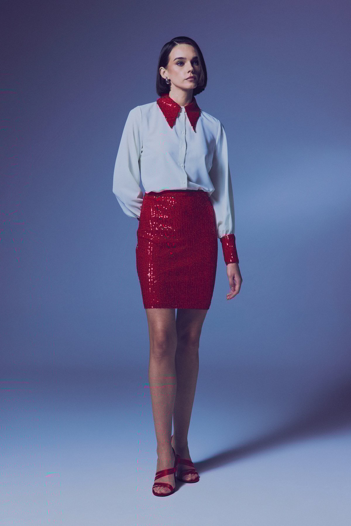 Sequined Mini Skirt - Red